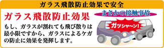 ガラス飛散防止効果で安全
